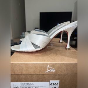 Christian Louboutin white silk heals